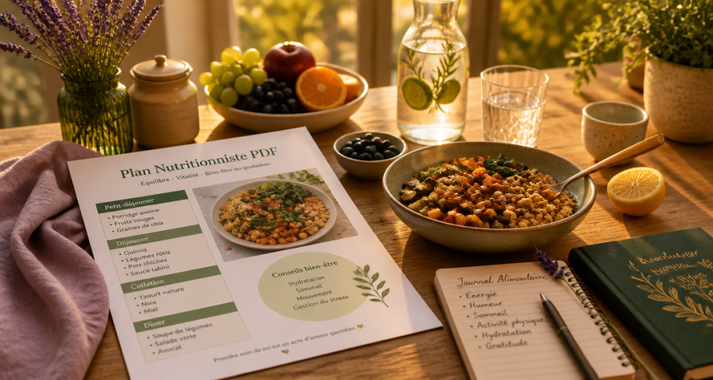 Plan alimentaire nutritionniste PDF : 7 jours de menus et outils de suivi