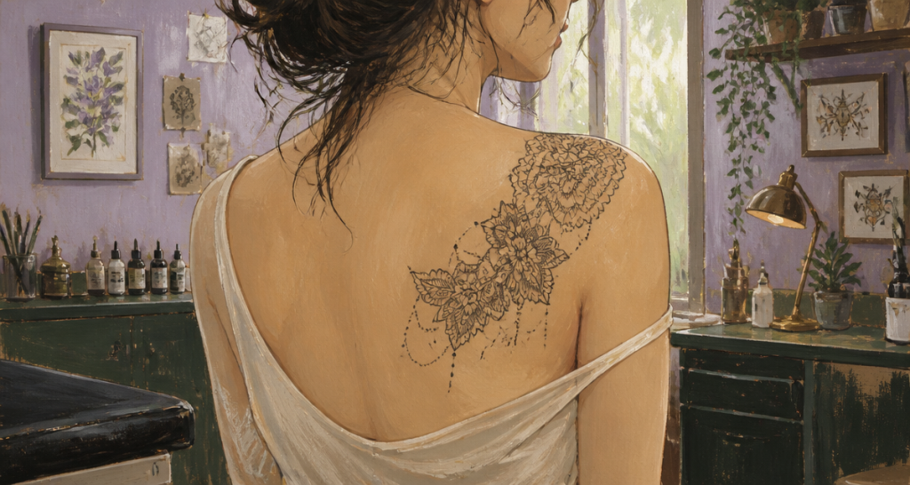 Tatouage épaule femme dentelle : 3 secrets pour un rendu ornemental d&rsquo;exception