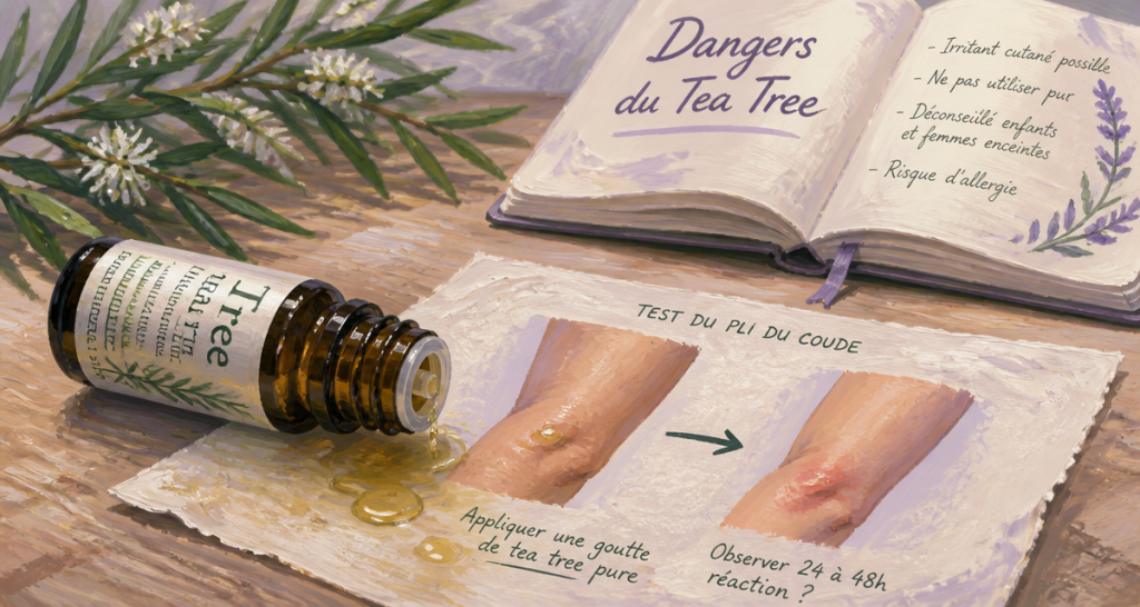 Huile essentielle de tea tree : 3 risques majeurs et les réflexes pour éviter l&rsquo;accident