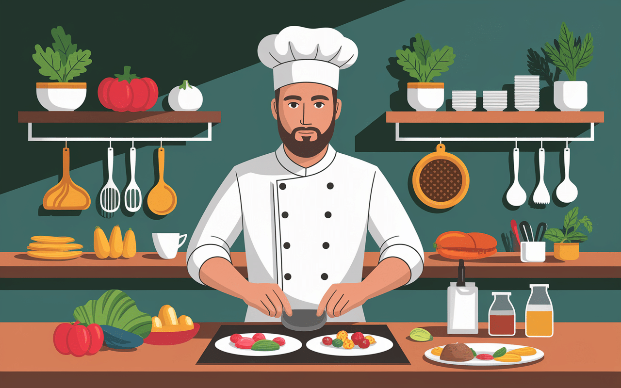 Chef préparant plats créatifs au p'tit resto Angers