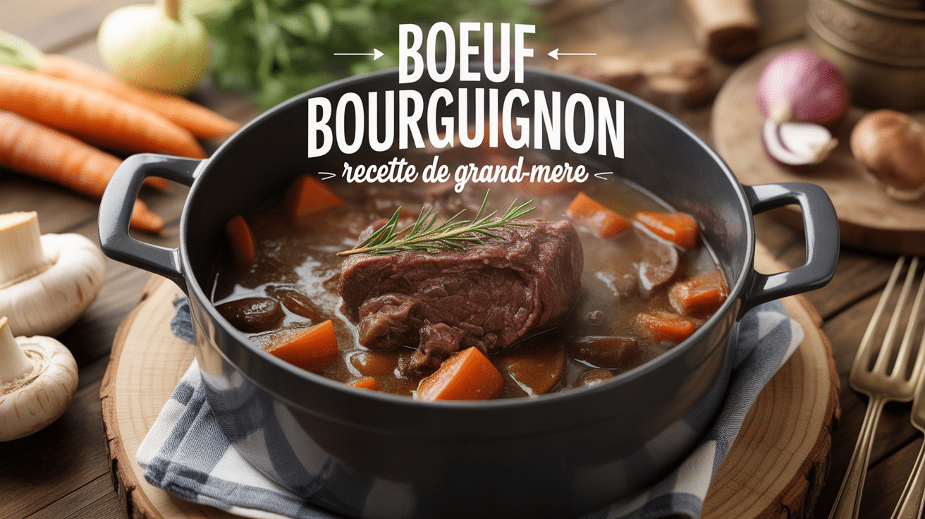 Cocotte de bœuf bourguignon traditionnelle