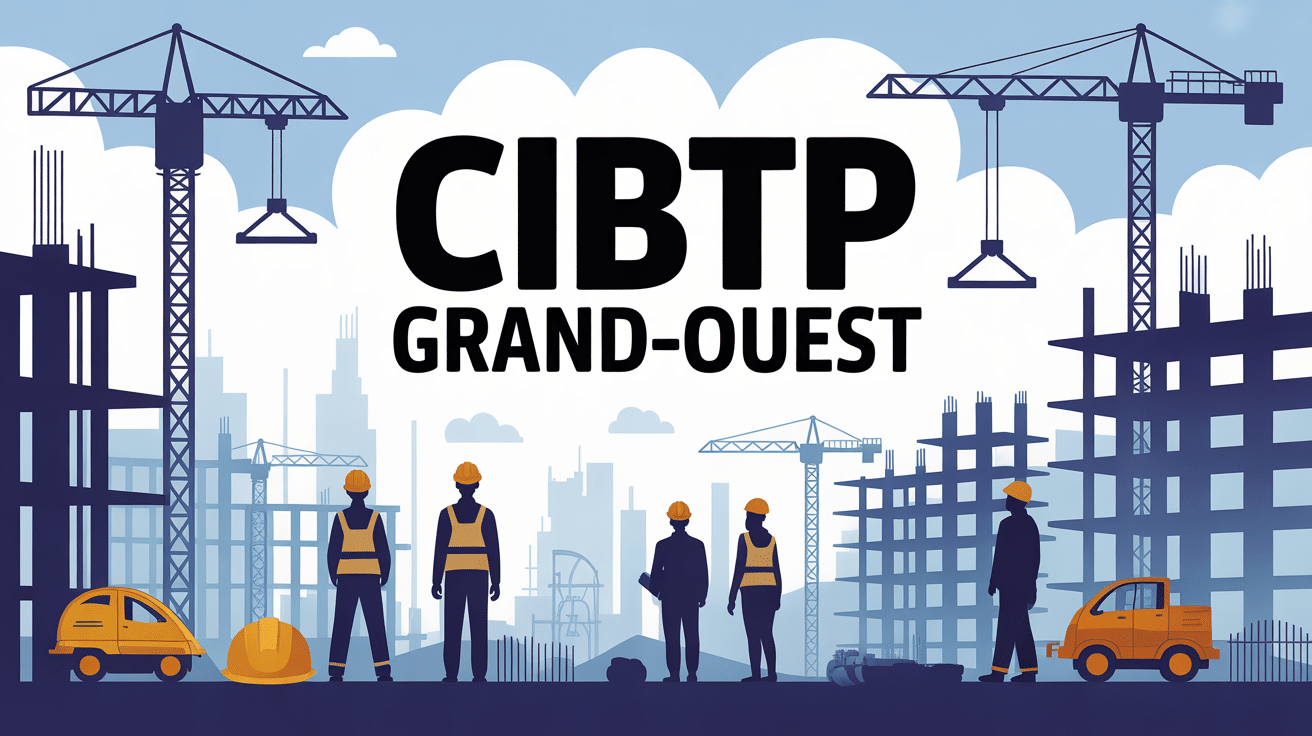 Chantier construction cibtp grand ouest grues ouvriers silhouettes