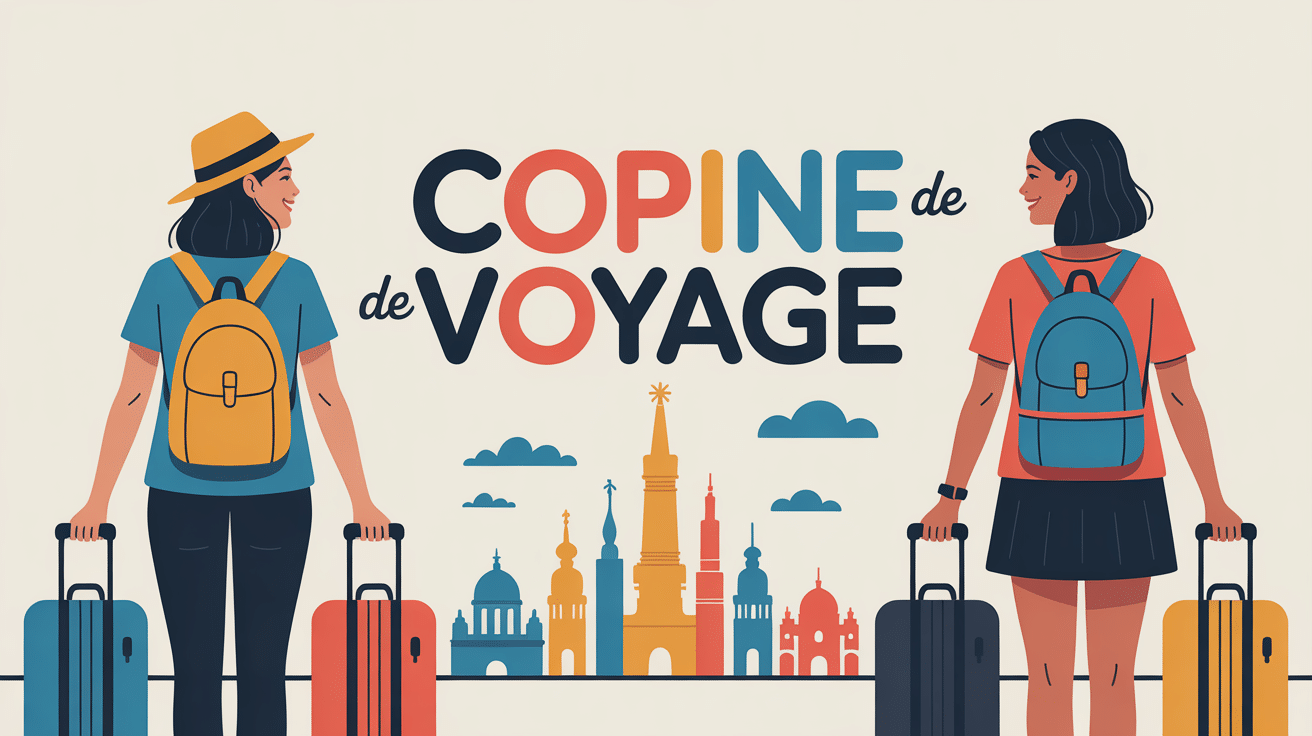 Illustration stylisée de copines de voyage