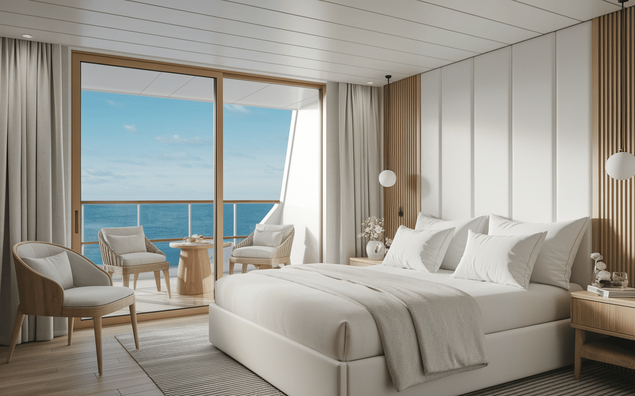 Cabine élégante avec balcon sur le Costa Smeralda