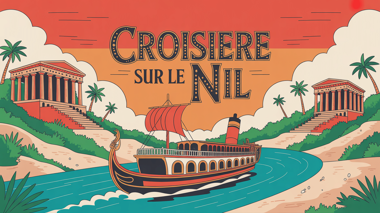 bateau croisiere sur le nil temples antiques palmiers