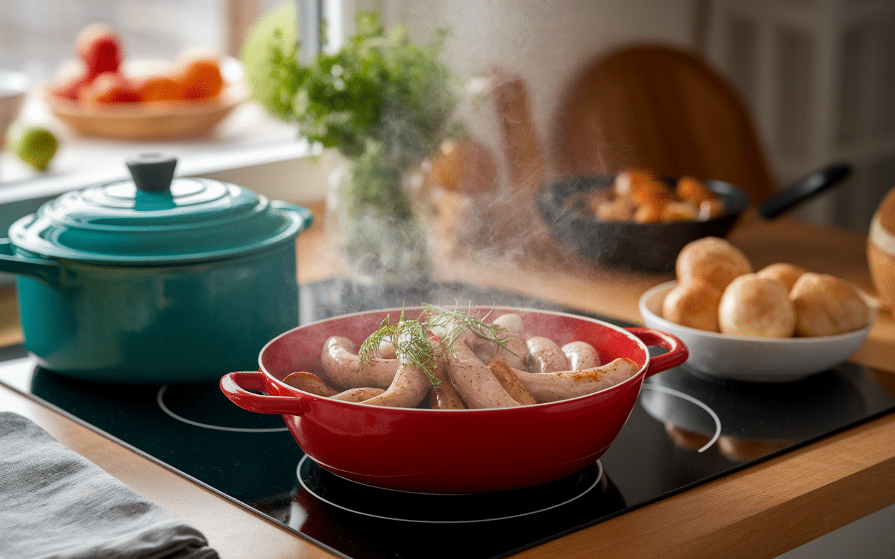 Cuisson saucisse de Toulouse en cuisine