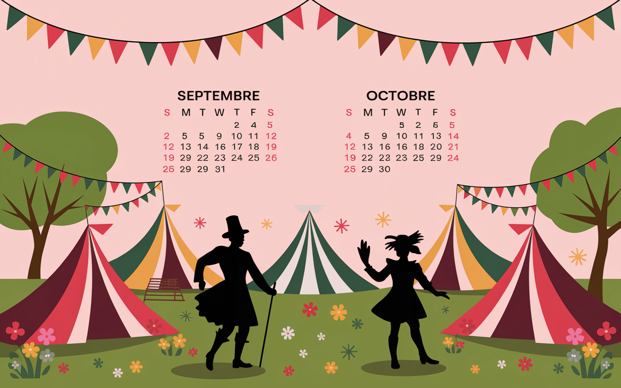 Calendrier stylistique Oktoberfest 2024 avec tentes