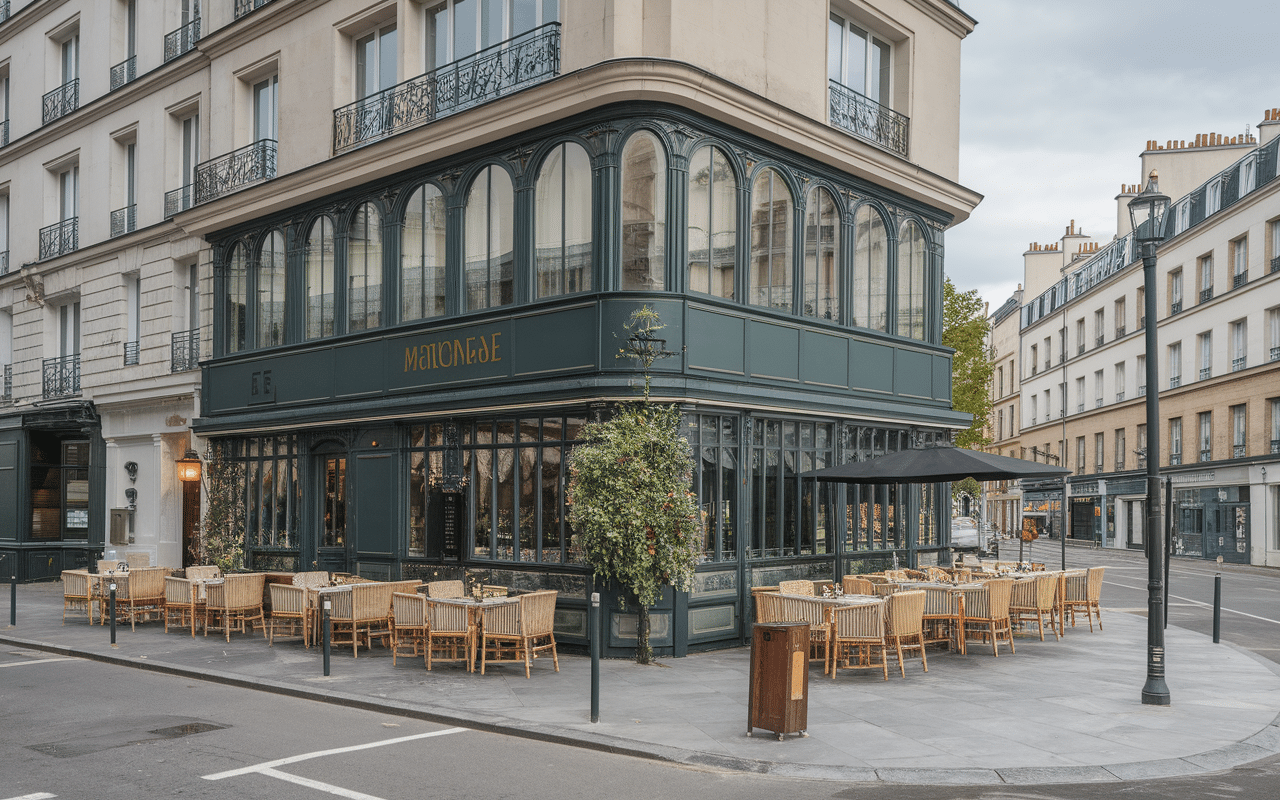 Entrée et façade contemporaine l'amiral restaurant rennes