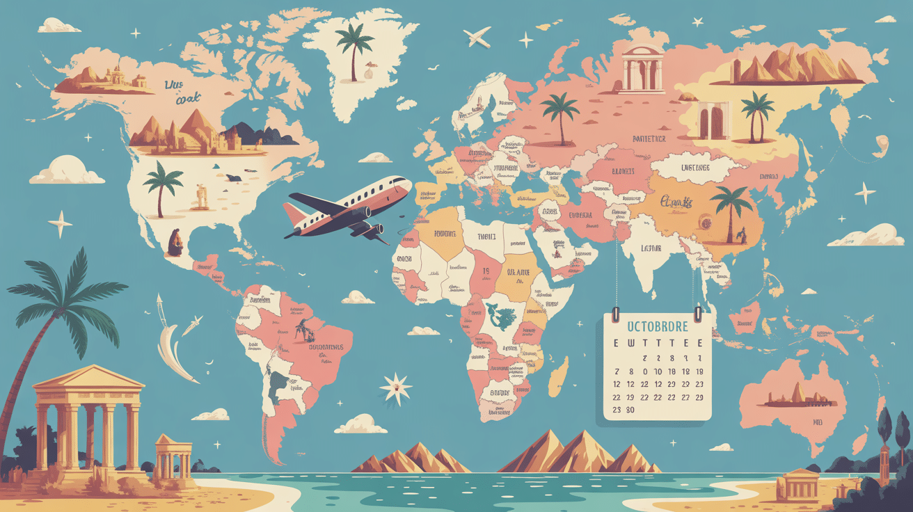 Carte mondiale destinations octobre