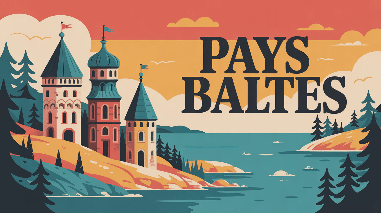 Illustration des pays baltes avec tours médiévales