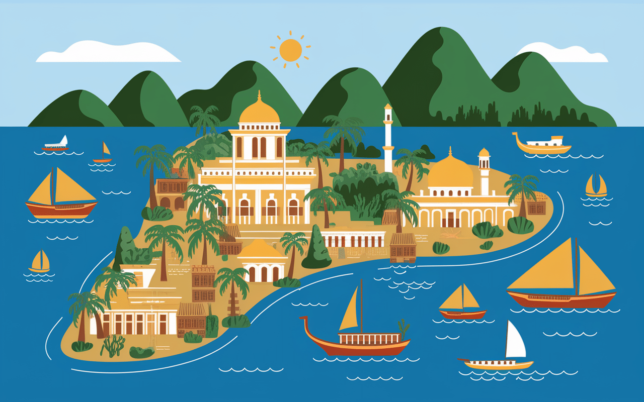 Carte stylisée d'Oman avec monuments