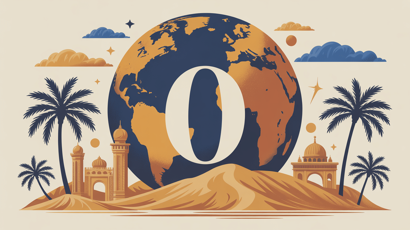 Globe avec O central et monuments orientaux