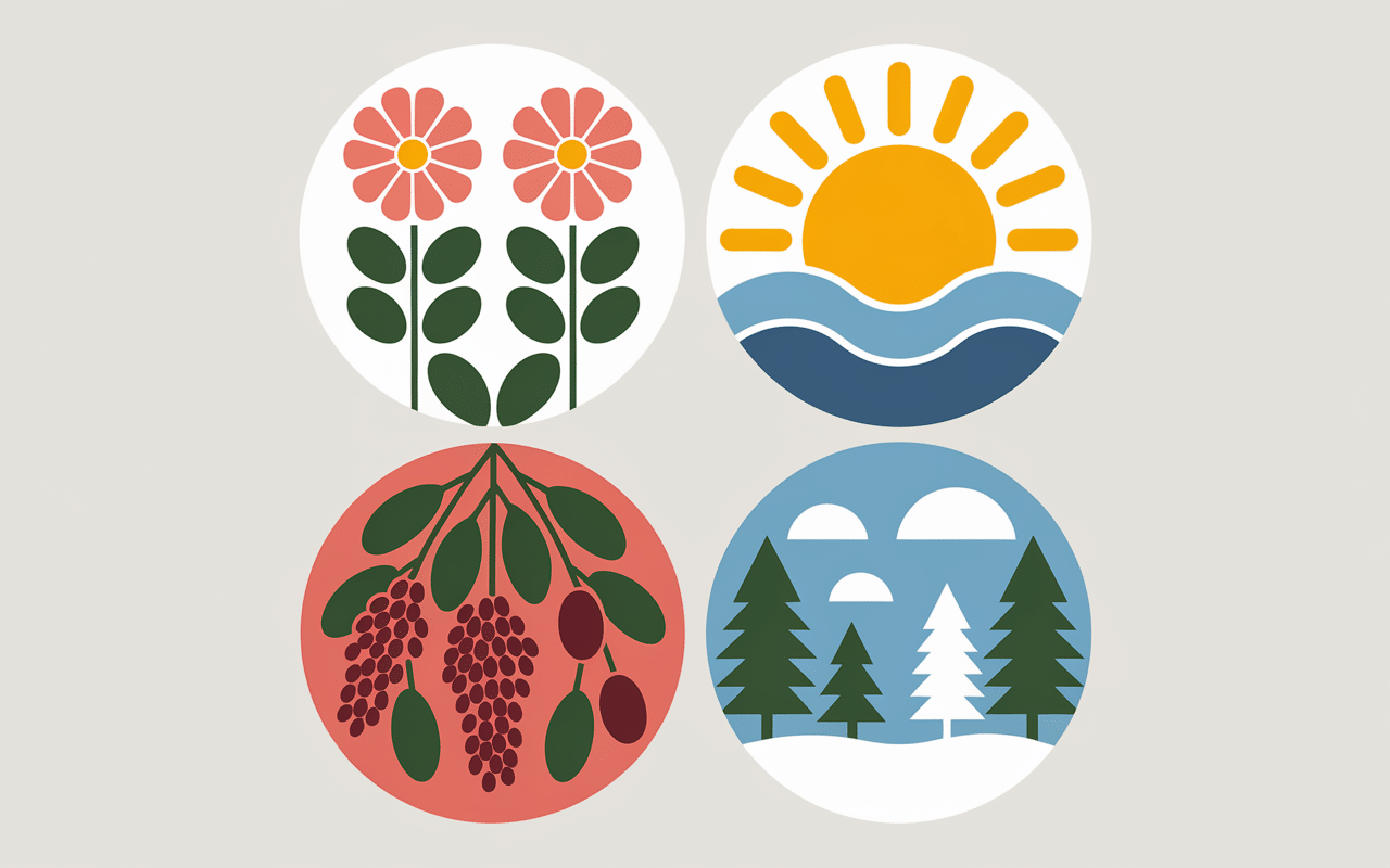 Les Pouilles en Italie saisons climat illustration