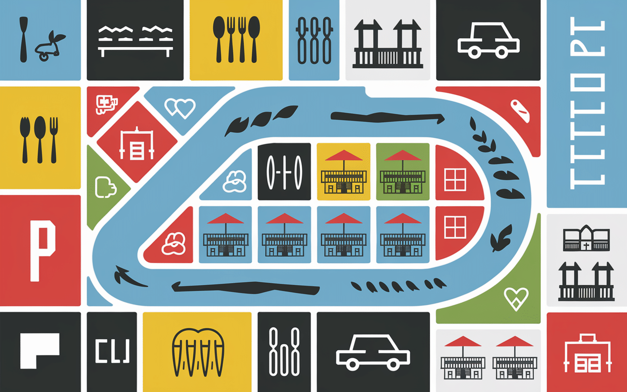 plan quartiers zones besancon resto avec pictogrammes restaurants
