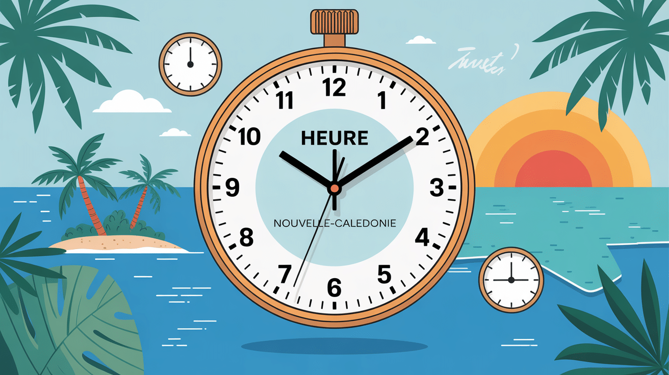 Illustration horloge moderne heure nouvelle-calédonie