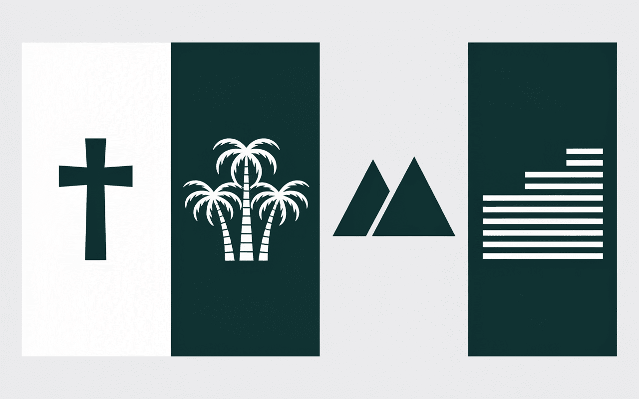 tableau minimaliste pays en v avec symboles géographiques