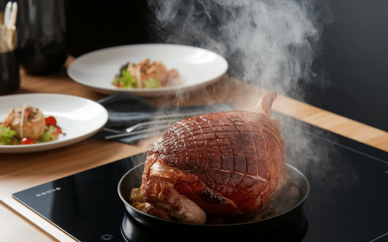 Cuisson rôti de porc au four ouvert