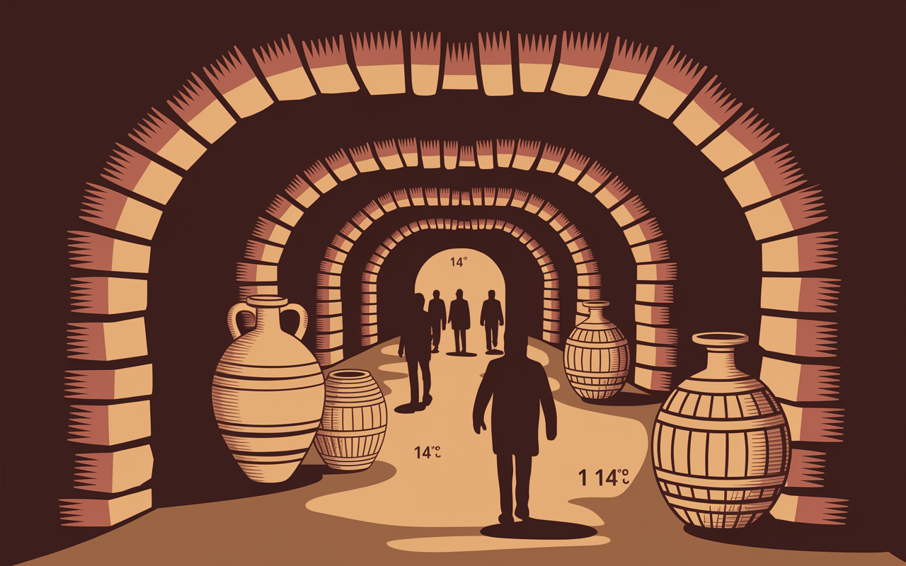 Visiteurs dans parcours Terra Vinea caves souterraines
