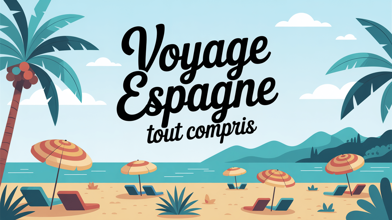 Plage méditerranéenne avec texte voyage Espagne tout compris