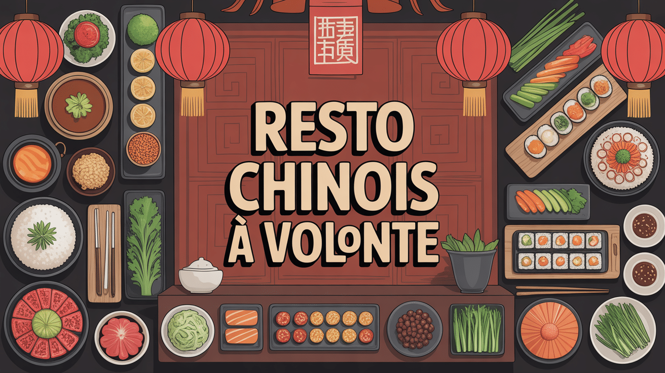 Buffet asiatique coloré resto chinois a volonté vue aérienne