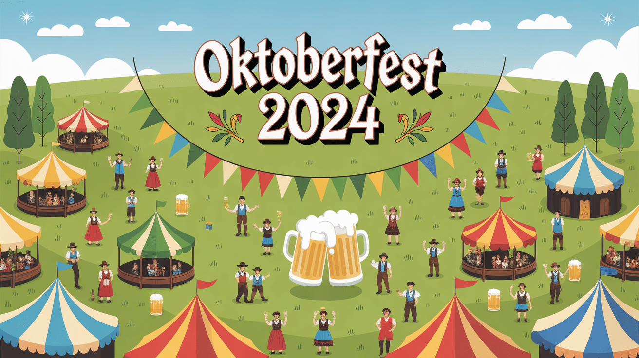 Vue aérienne de l'Oktoberfest 2024 avec tentes et manèges