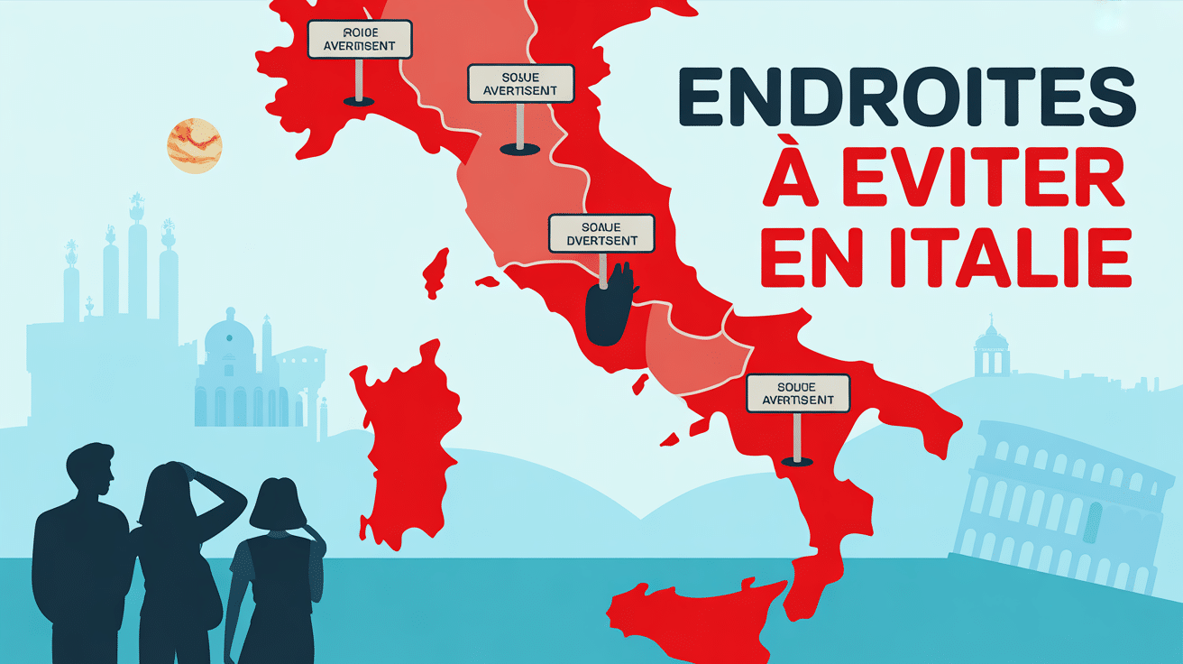 Carte touristique avec zones à éviter en italie