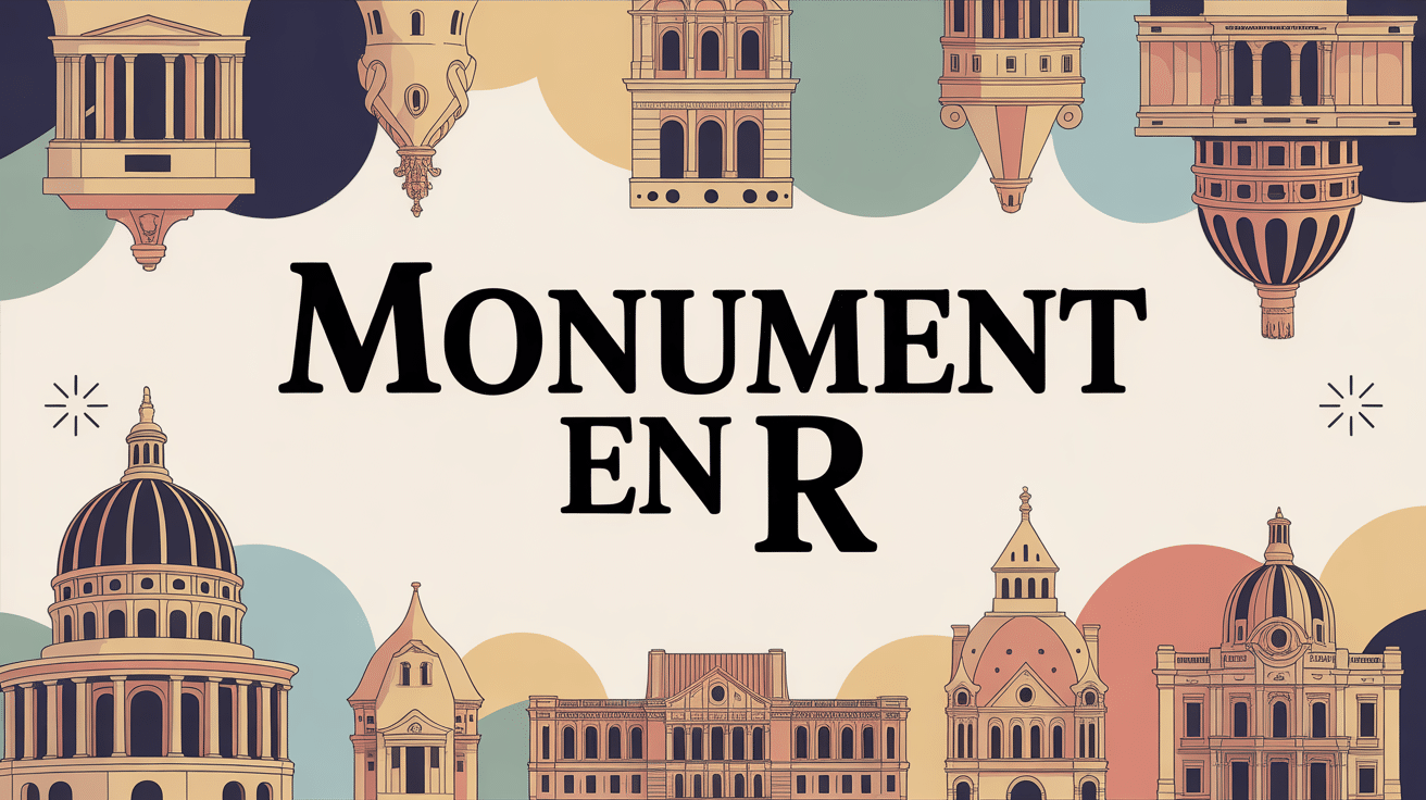 Illustration stylisée monuments en R avec titre central
