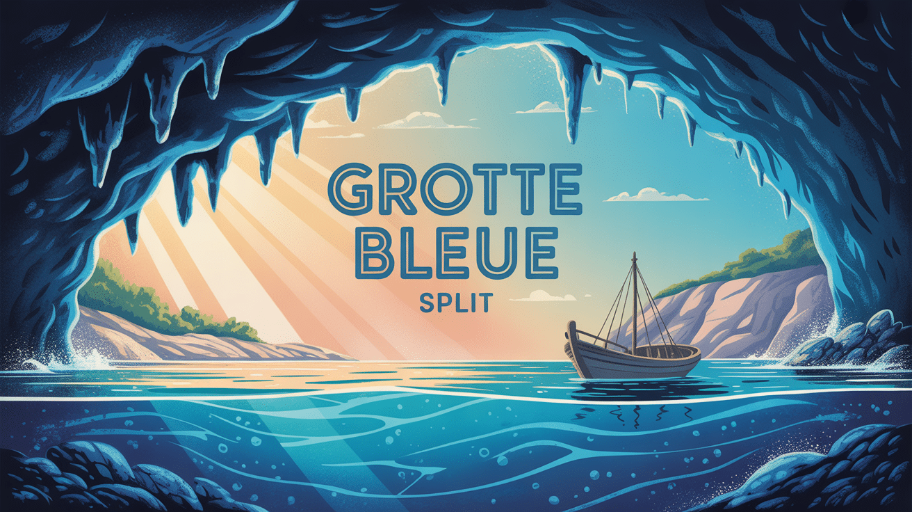 split grotte bleue vue emblématique soleil et barque