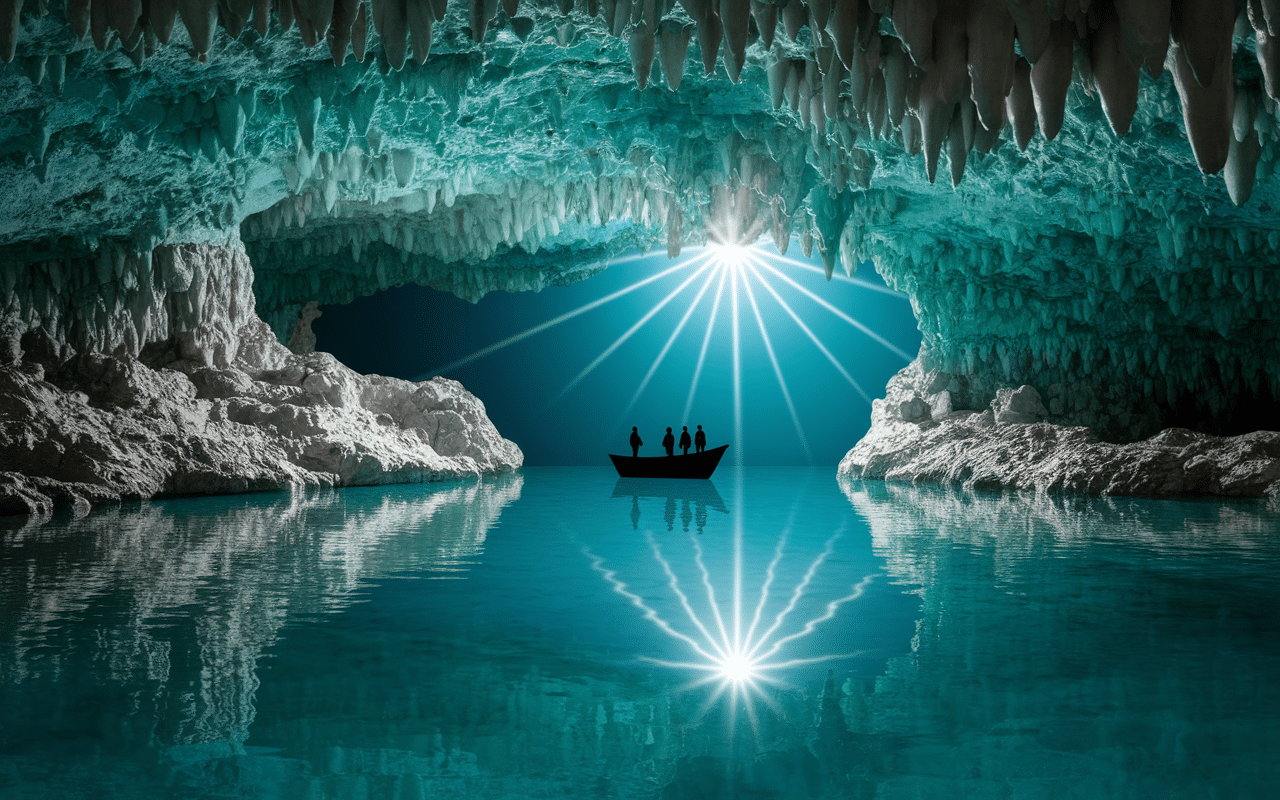 split grotte bleue coupe phénomène optique lumière