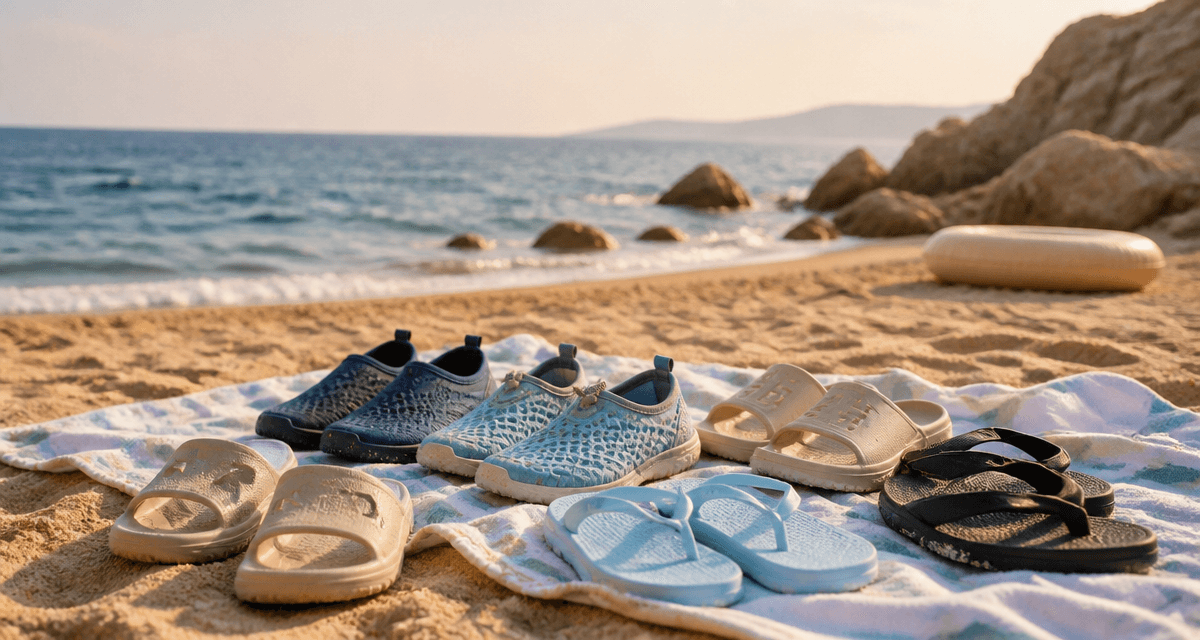 chaussur plage sur sable et mer