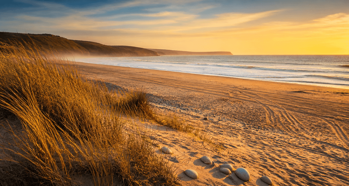 plage de vauville vue dunes coucher de soleil