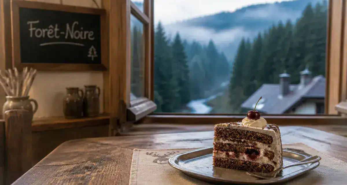 Forêt noire Allemagne : part de Schwarzwälder Kirschtorte aux cerises
