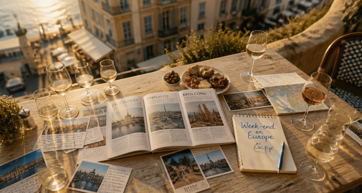 Weekend en Europe, table de café en terrasse au soleil