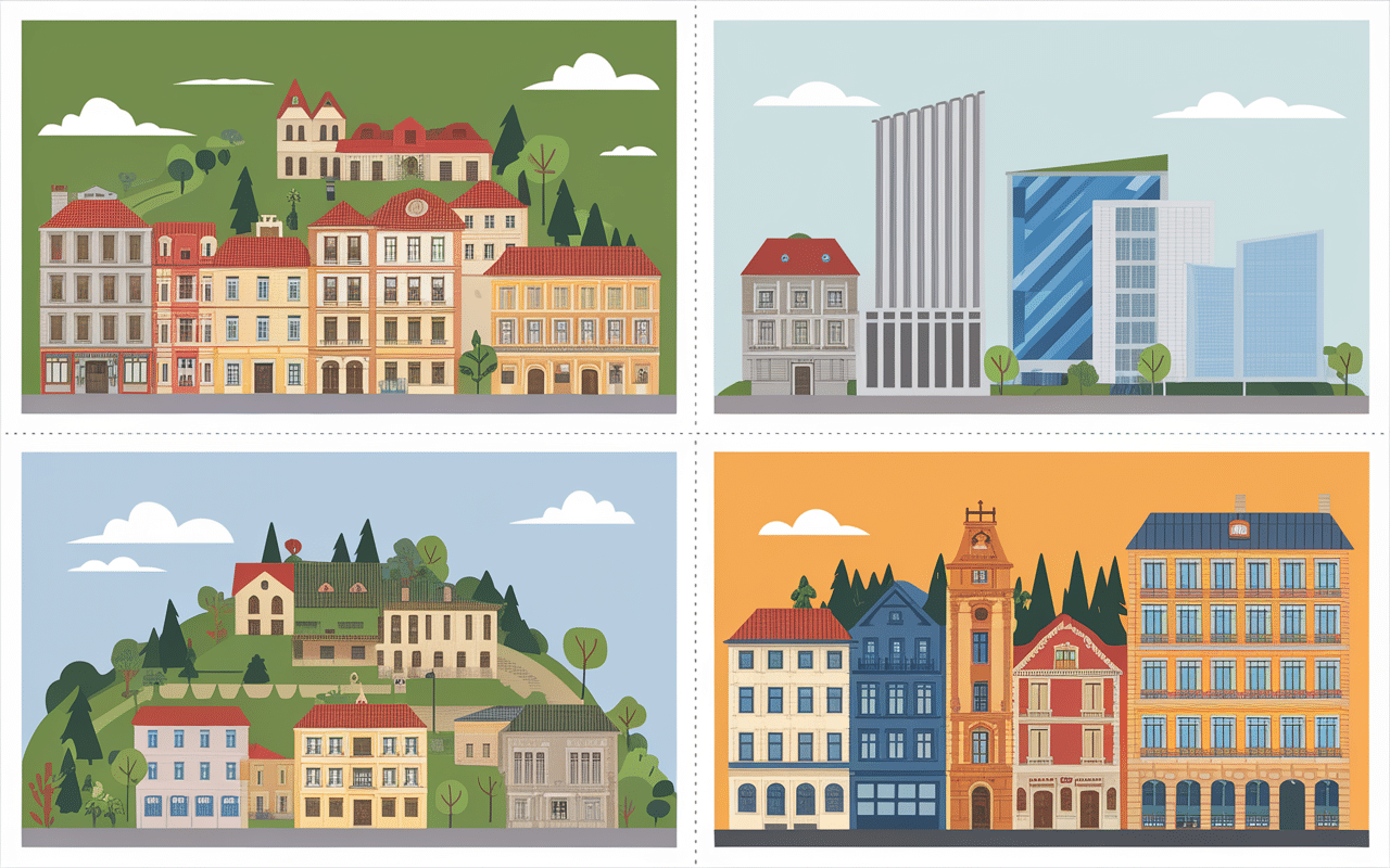 Vue aérienne stylisée quartiers Lyon quoi visiter