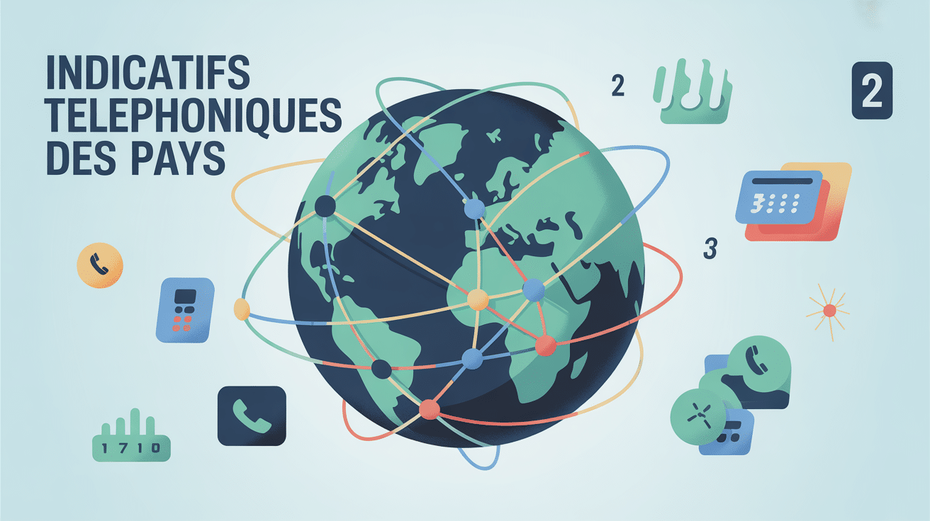 Globe stylisé avec lignes de connexion et téléphones