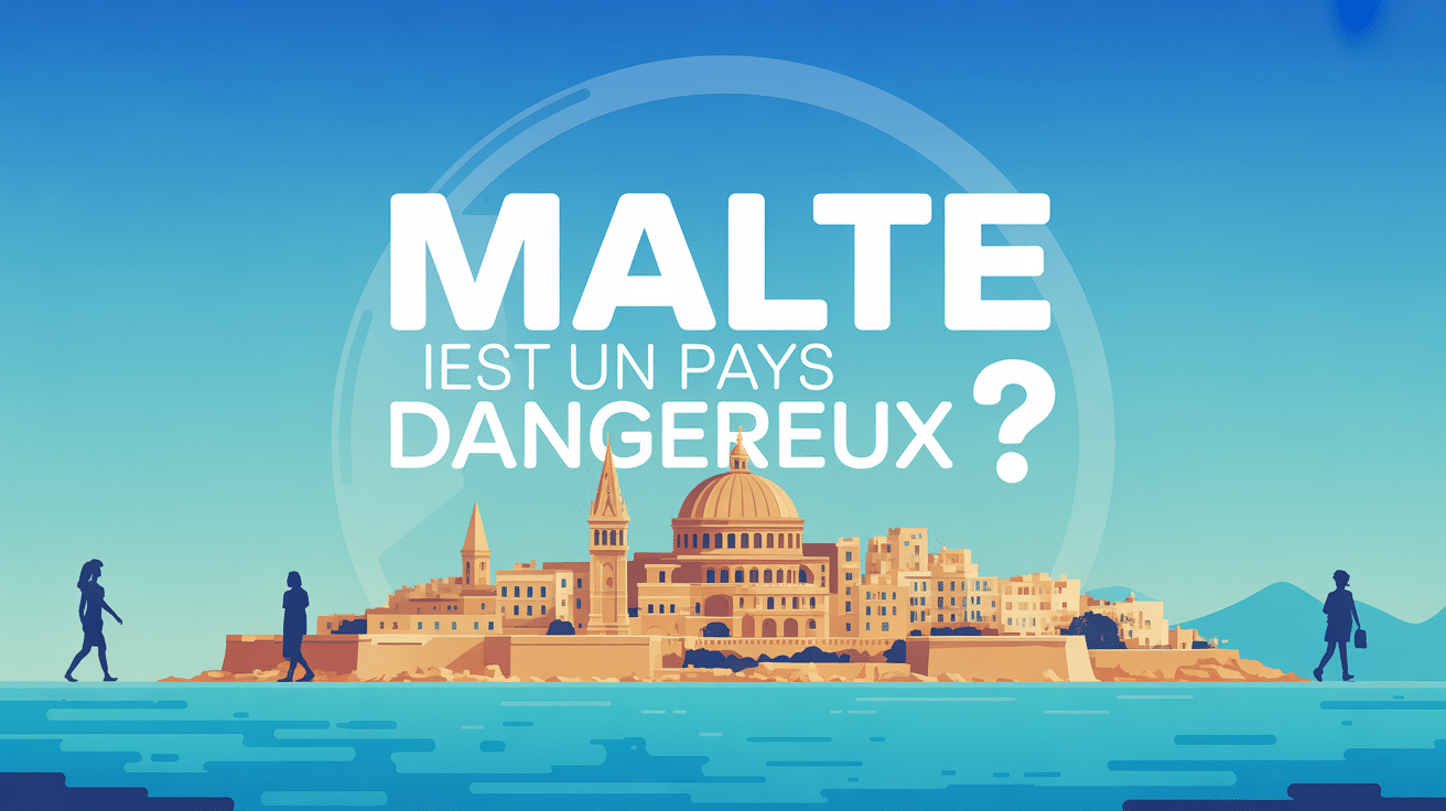 Vue panoramique de Malte avec bouclier de sécurité
