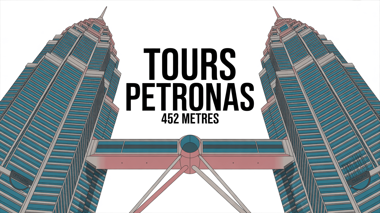 Illustration stylisée des tours Petronas en acier et verre
