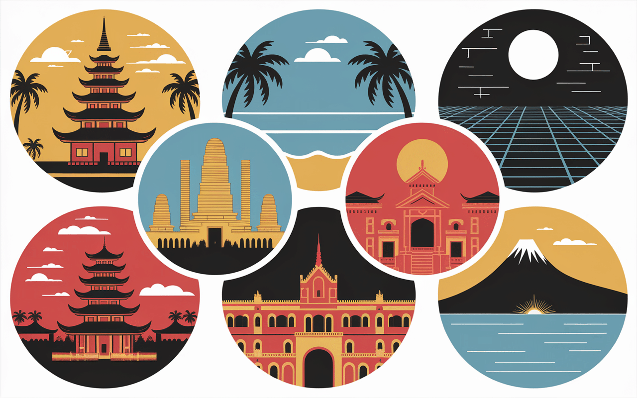 collage 7 destinations pays d'asie top 7