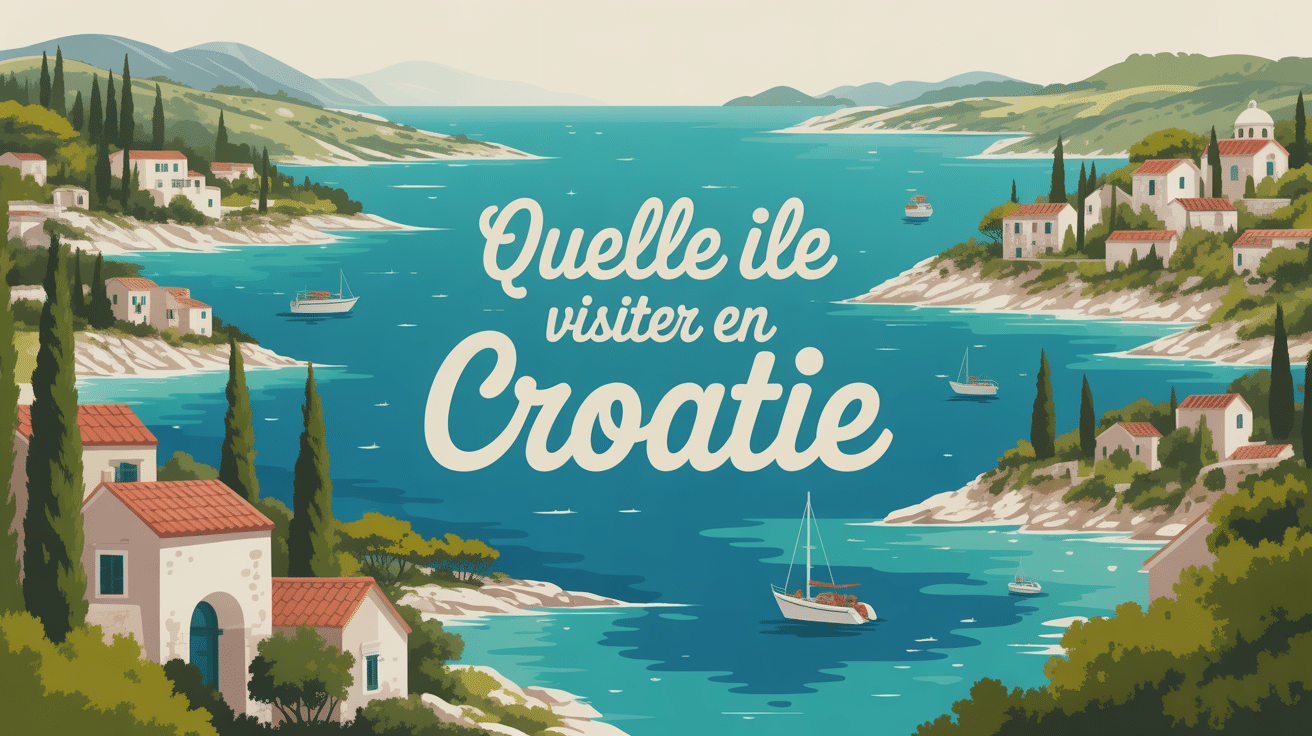 quelle ile visiter en croatie vue panoramique illustration vintage