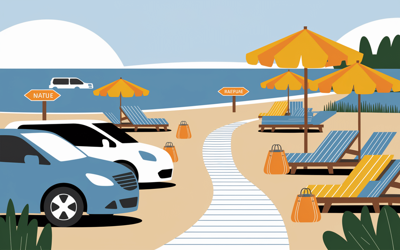 plage de ghjunchitu parking sentier paillotes