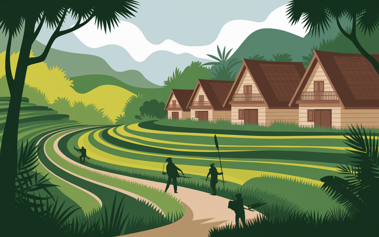 Village de montagne Sidemen Bali avec rizières
