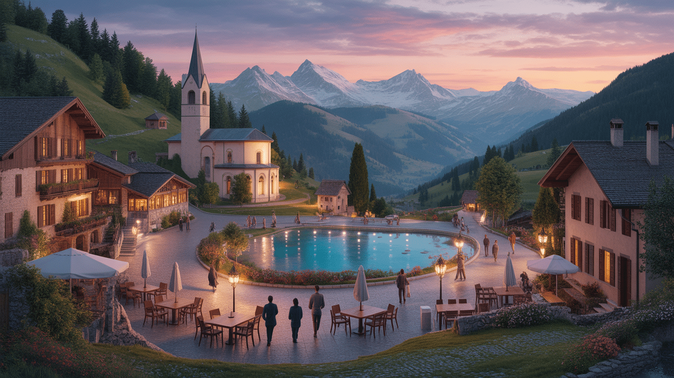 place village puigcerda lac clocher pyrenees
