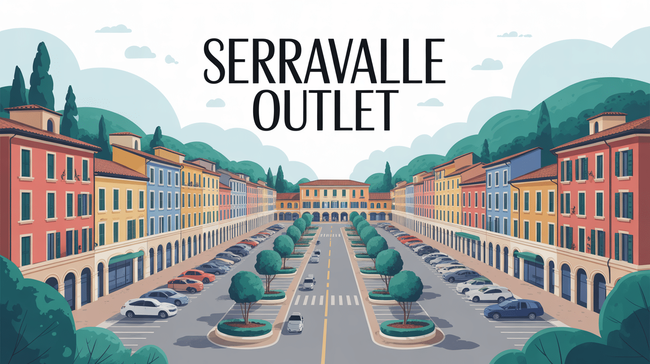 vue aerienne serravalle outlet architecture italienne