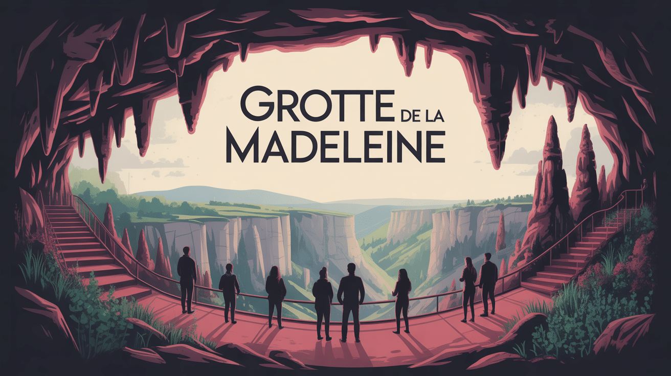 vue panoramique grotte de la madeleine et gorges ardèche