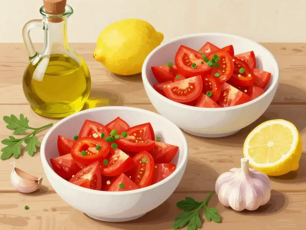 Salade marocaine avec tomates et poivrons dans un bol