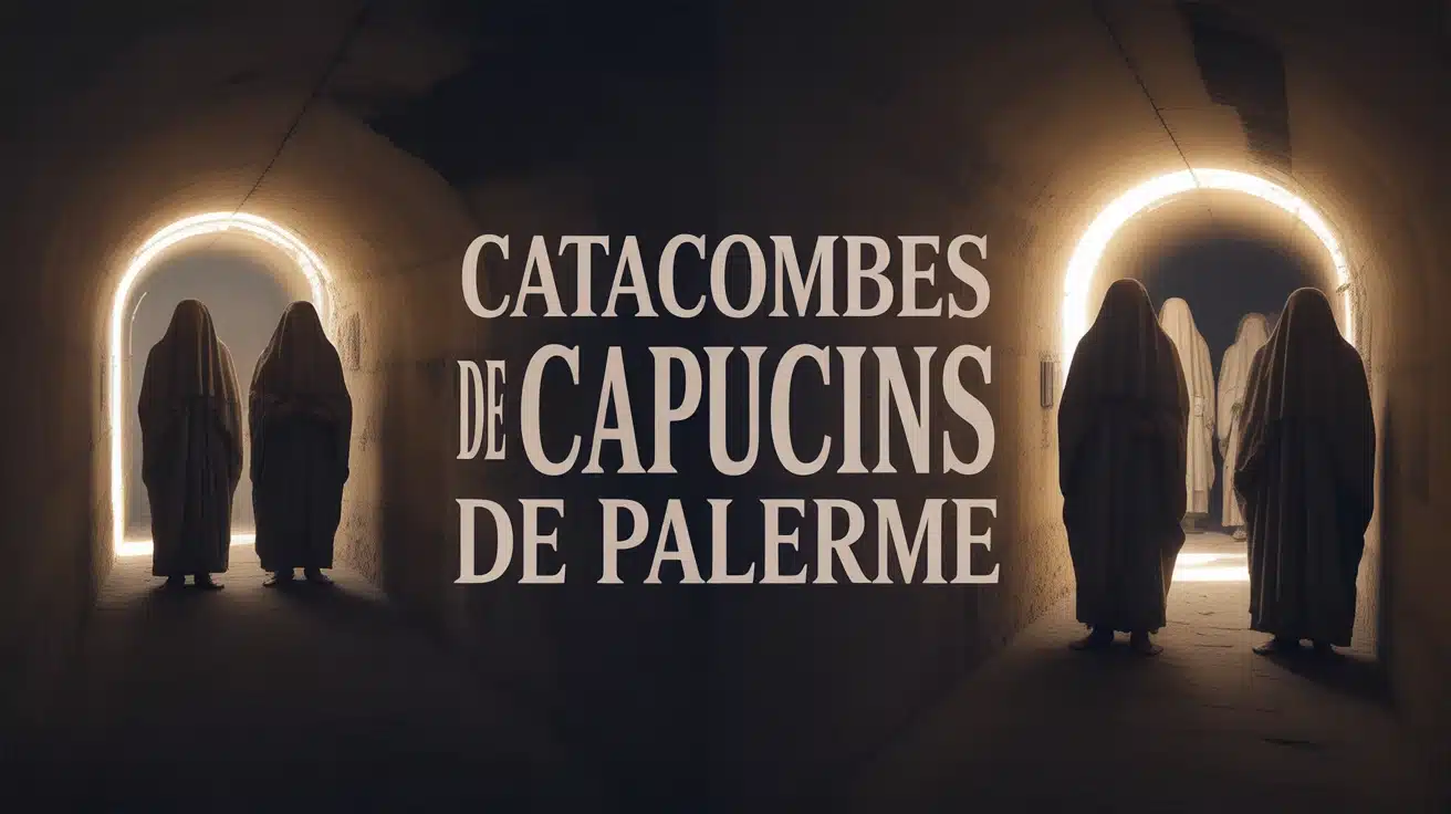 Illustration vectorielle des catacombes des Capucins de Palerme avec momies