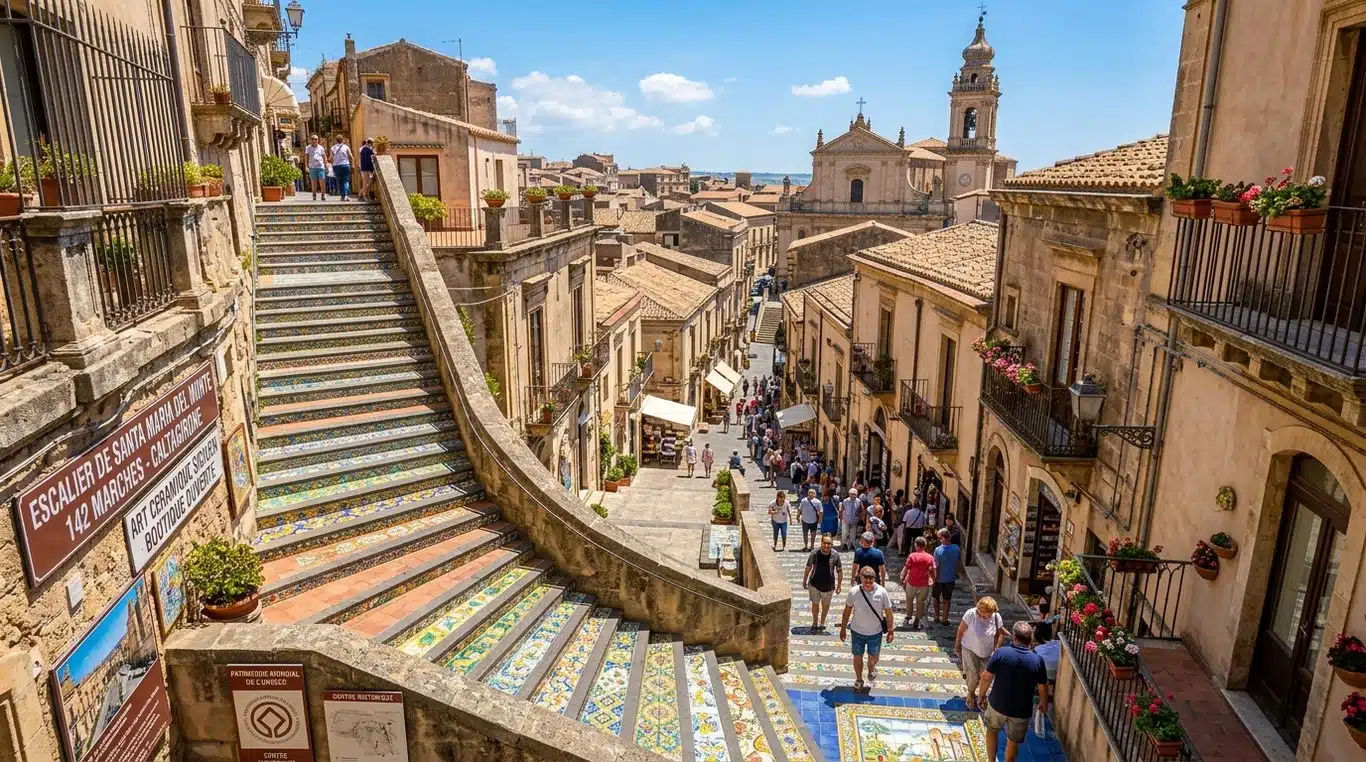 Escalier de Santa Maria del Monte à Caltagirone orné de céramiques colorées