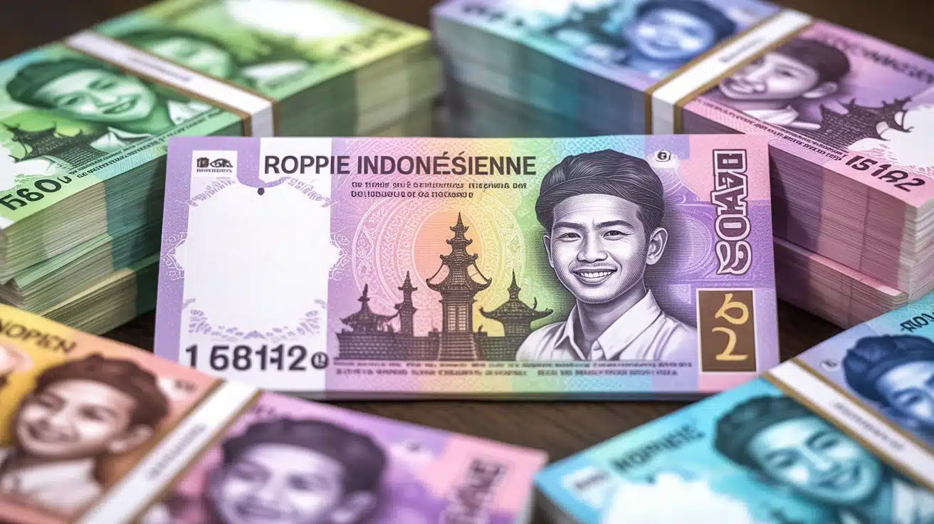 Illustration de la roupie indonésienne avec billets et symboles de Bali