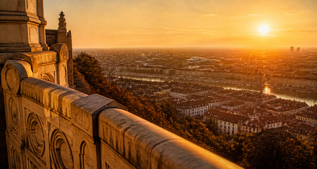 attractions lyon depuis fourvière au coucher de soleil