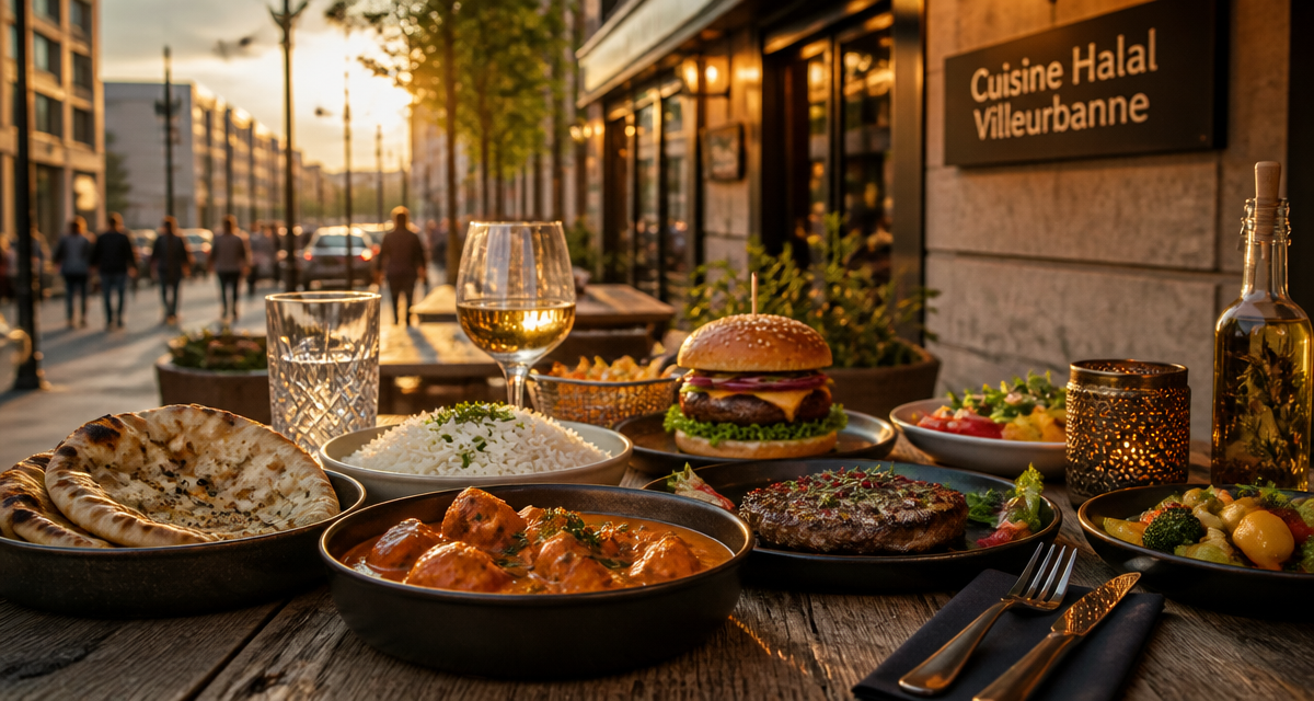 restaurant halal villeurbanne table terrasse plats variés
